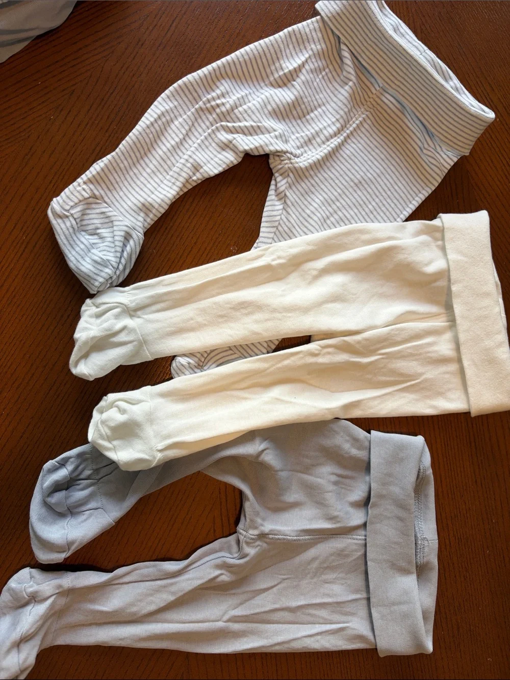 H&M organic cotton light dusty blue striped Bodysuits & Pants Set